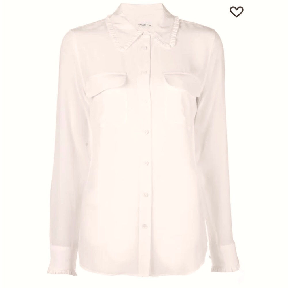 Equipment slim signature silk shirt with ruffle